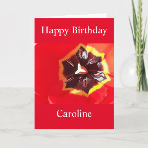 Scarlet Red Tulip Birthday Card Kort