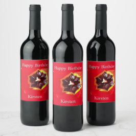 Scarlet Red Tulip Vin-etikett Vinflaska Etikett