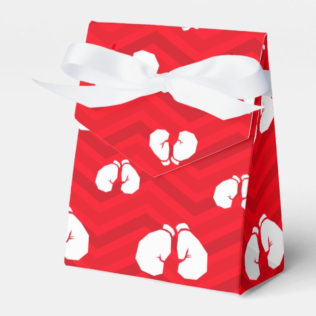 Scarlet Red, White, Chevron, Boxer, Boxing Handska Presentaskar (Framsidan Sidan)