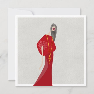 Scarlet Red Woman Style Glam Fashion Art Kort