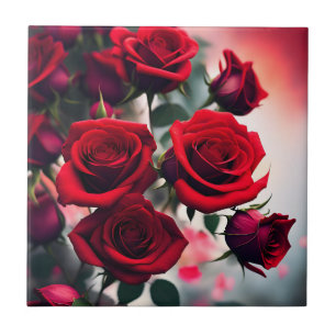 "Scarlet Ro Blooms: A passionens Bouquet" Kakelplatta