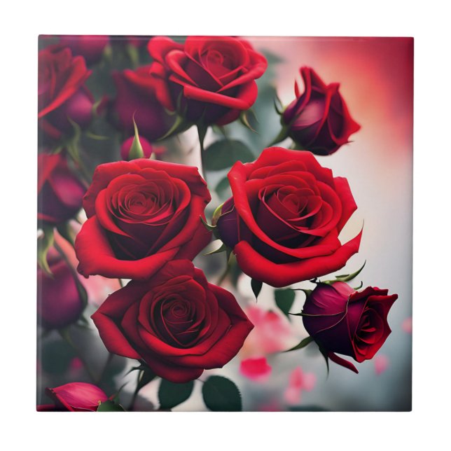 "Scarlet Ro Blooms: A passionens Bouquet" Kakelplatta (Framsidan)