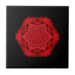 scarlet röd stjärna, svart, geometrisk bra, svart kakelplatta