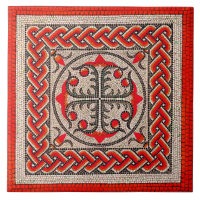 scarlet rött romersk mosaik
