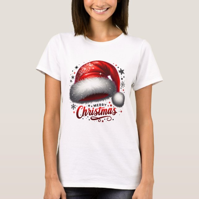 Scarlet Santa Hat Glow T Shirt (Framsida)
