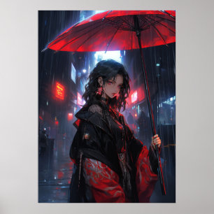 Scarlet Serenad: Älskarinna i Kyberpunk Natten Poster