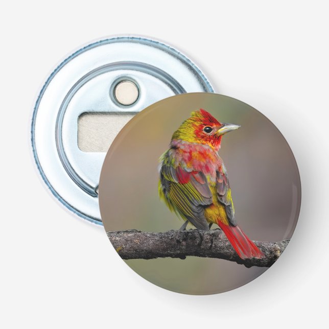 Scarlet Tanager-formning - originalfoto Flasköppnare (Framsidan)