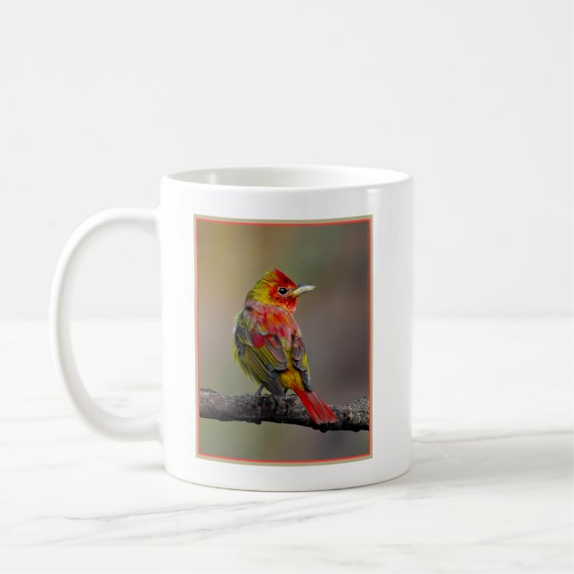 Scarlet Tanager-formning - originalfoto Kaffemugg (Vänster)