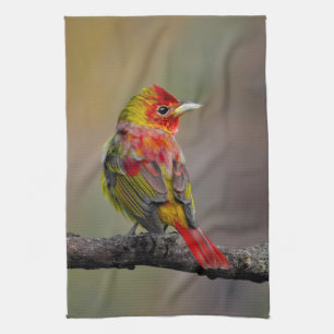 Scarlet Tanager-formning - originalfoto Kökshandduk