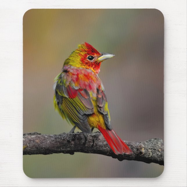 Scarlet Tanager-formning - originalfoto Musmatta (Framsidan)
