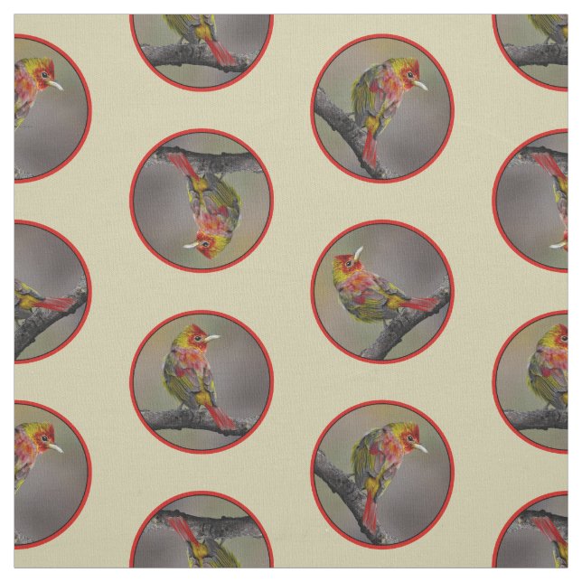 Scarlet Tanager-originalfotot Tyg (Provkarta)