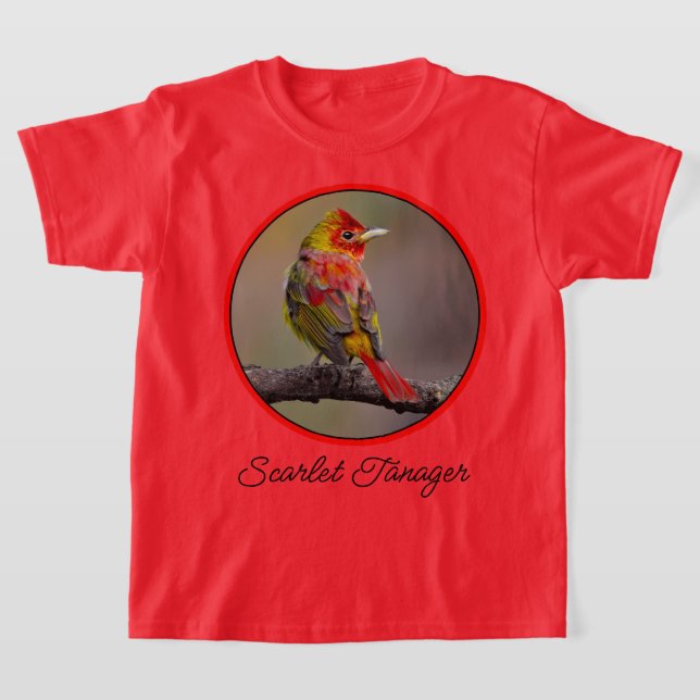 Scarlet Tanager Ryggar - Original Fotografi T Shirt (Laydown)