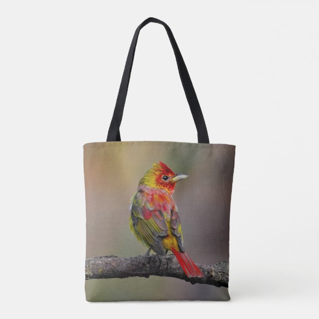 Scarlet Tanager Ryggar - Original Fotografi Tygkasse (Baksida)