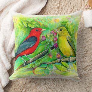 Scarlet Tanagers Bird Art Kudde