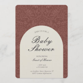 Scarlet Traditional Floral Arts and Crafts Shower Inbjudningar