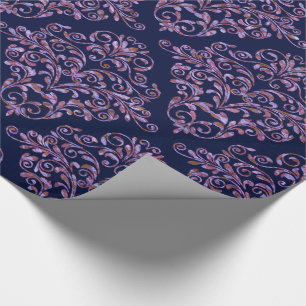 Scarletphylo Elegant Royal Bleu Damask 30 x 6' Presentpapper