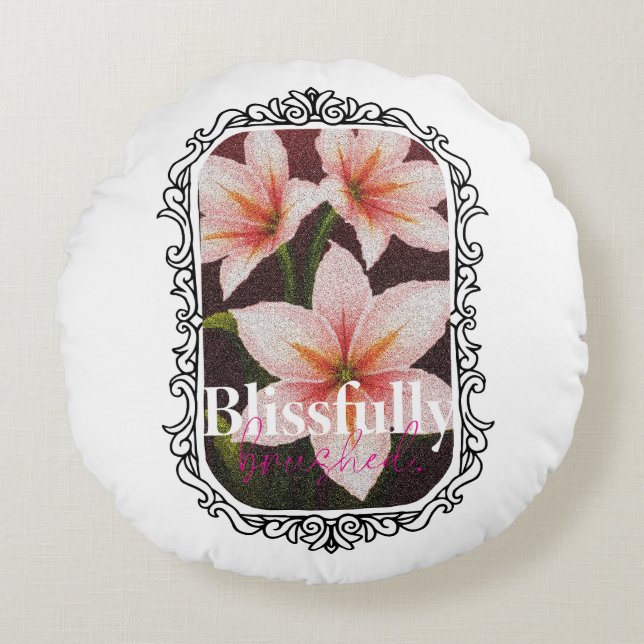 Scarlets Blommar Rund Kudde (Framsidan)