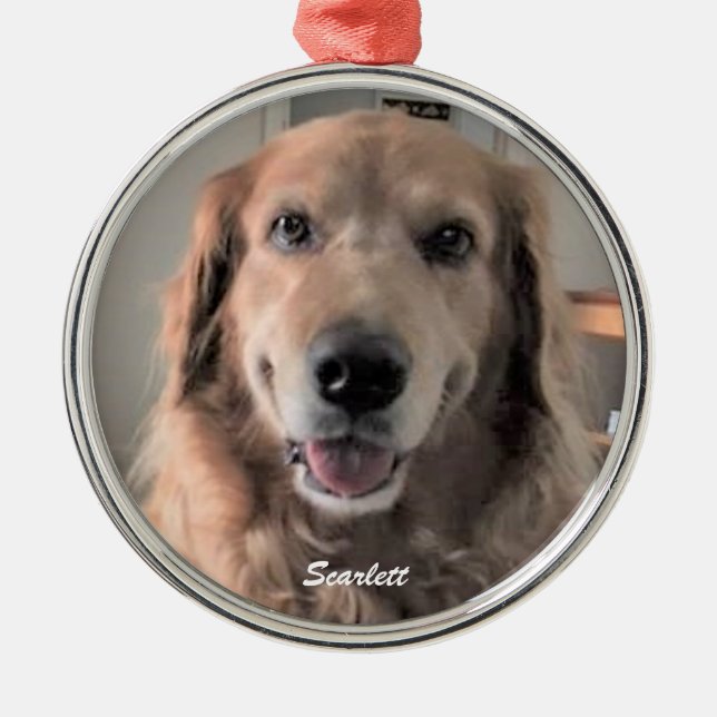 Scarlett Golden Retriever Round Ornament, final Julgransprydnad Metall (Framsidan)