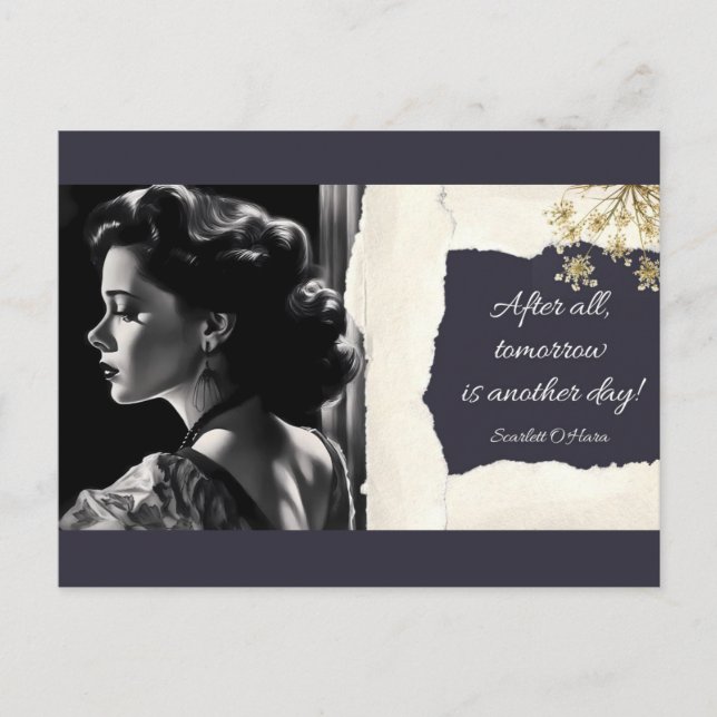 Scarlett O'Hara & Quote Bevalt Porträtt Postcar Vykort (Framsida)