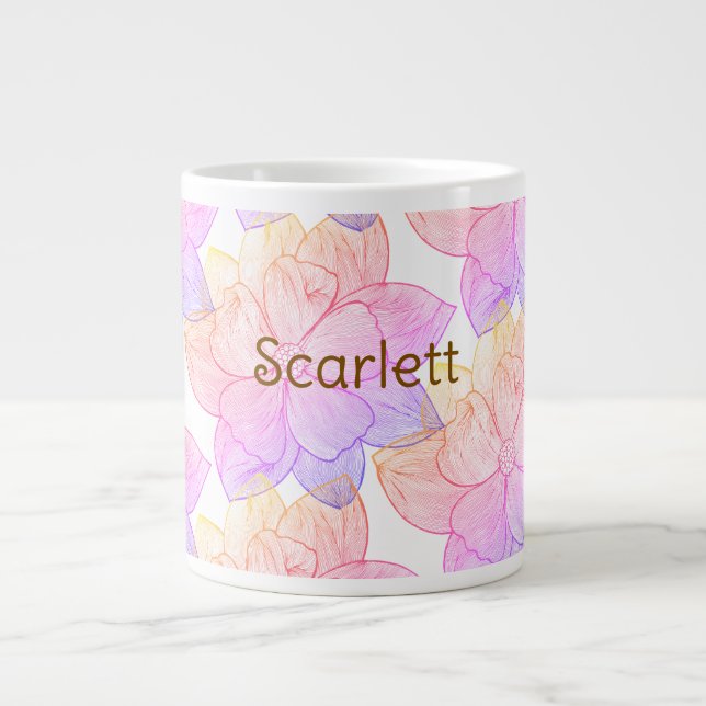 Scarlett Personlig Blommig Namn Latte Mugg Jumbo Mugg (Framsidan)