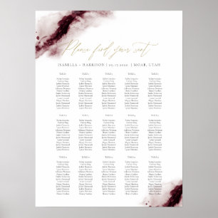 Scarlett Sittdiagram för Guld i Burgundy Waterco Poster
