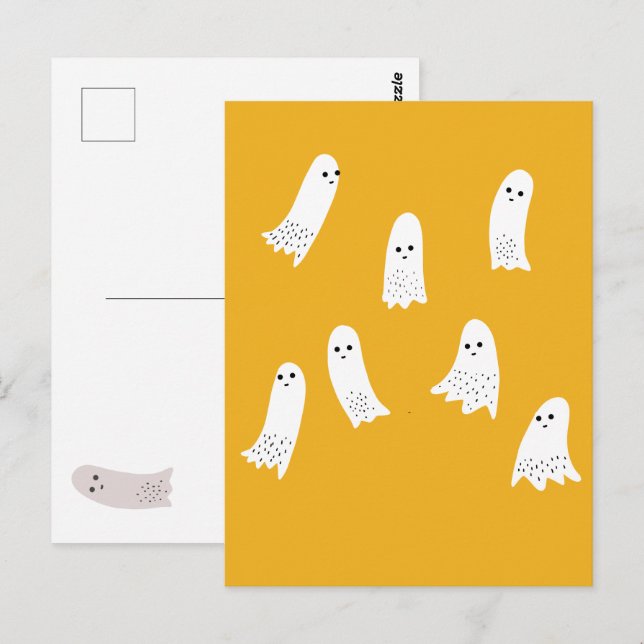 Scarry Halloween Spöken Scandi Spooky Design Vykort (Fram/baksida)