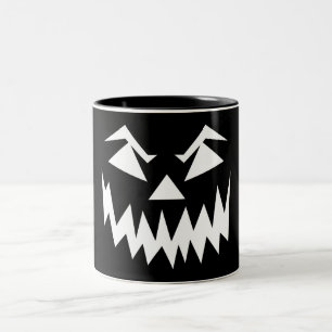 Scary Ansikte Halloween Black Två-Tonad Mugg