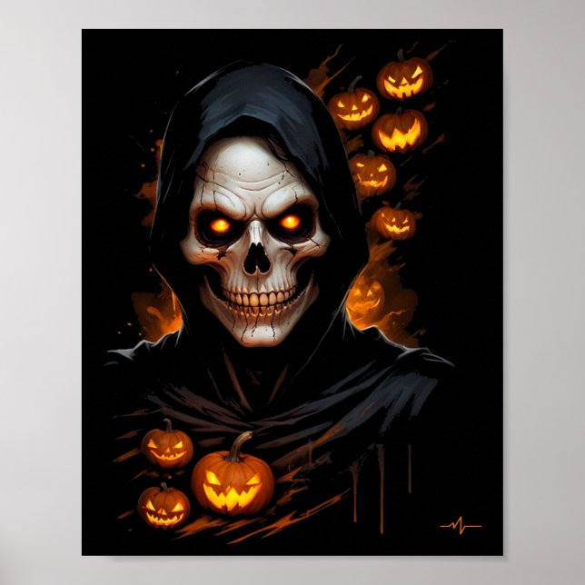 Scary Ansikte Halloween Costume T-shir Poster (Framsidan)
