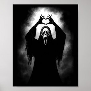 Scary Ansikte Horror Creepy Ghost Heart Händer Hal Poster