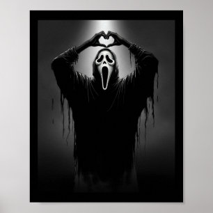 Scary Ansikte Horror Ghost Heart Händer Creepy Hal Poster