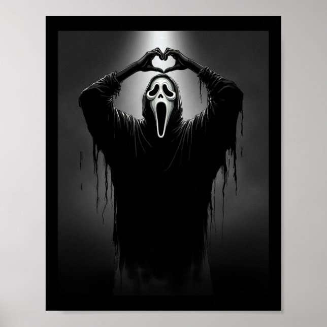 Scary Ansikte Horror Ghost Heart Händer Creepy Hal Poster (Framsidan)