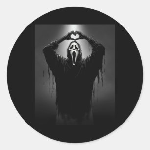 Scary Ansikte Horror Ghost Heart Händer Creepy Hal Runt Klistermärke
