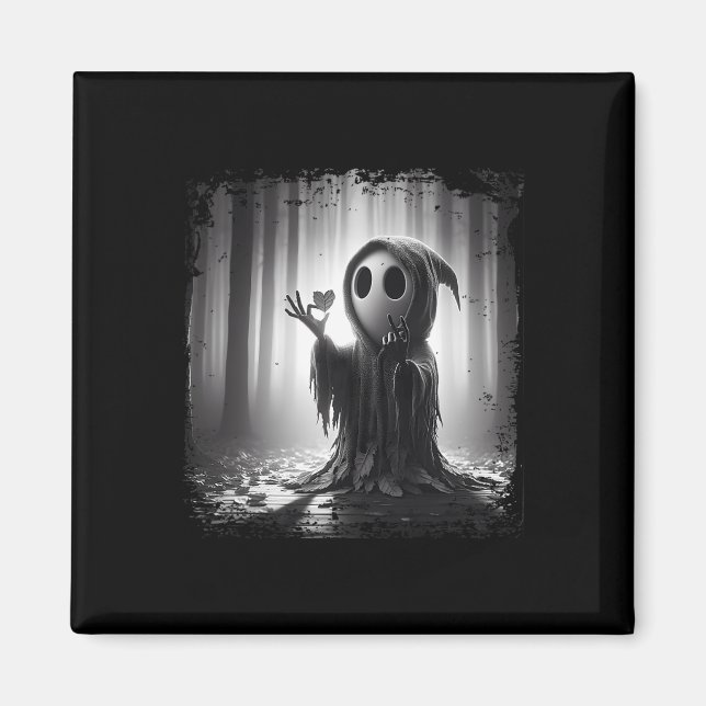 Scary Ansikte Horror Poster Halloween Ghost Heart  Magnet (Framsidan)