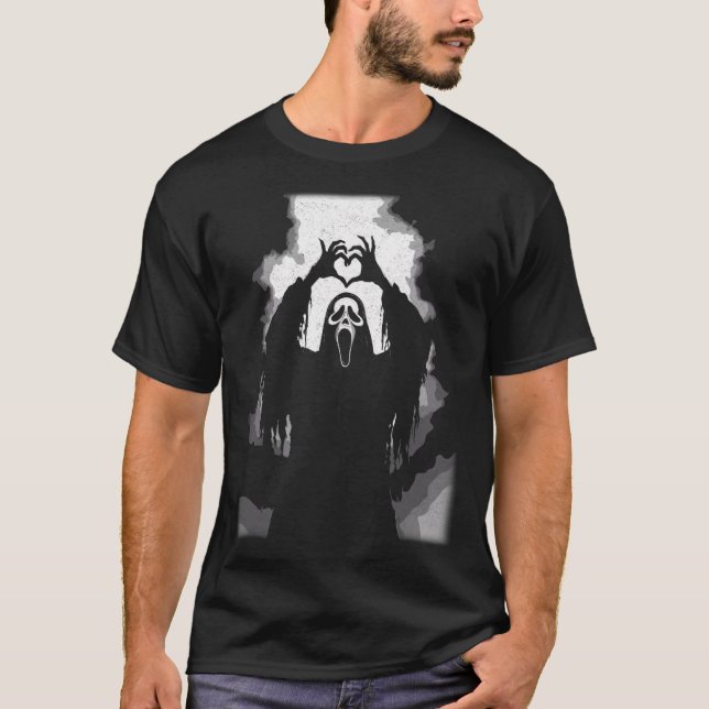 Scary Ansikte Horror Poster Halloween T Shirt (Framsida)
