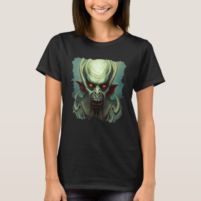 Scary Aquatic Horror Demon Nightmare Unique Digita T Shirt (Framsida)