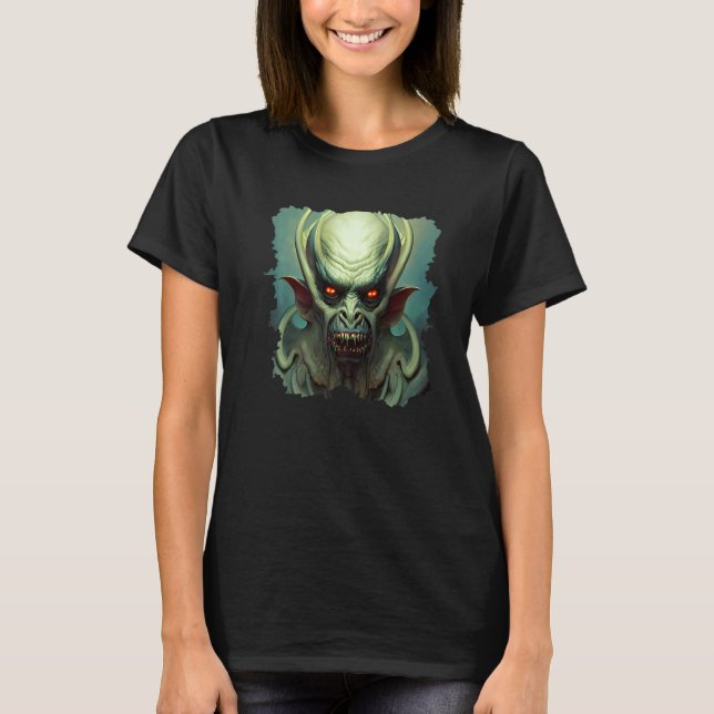 Scary Aquatic Horror Demon Nightmare Unique Digita T Shirt (Framsida)