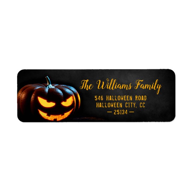 Scary Bad Pumpkin Happy halloween Adress Returadress Etikett (Framsidan)