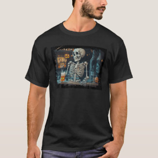 Scary Bartender Halloween Skeleton Monster Beer Bo T Shirt