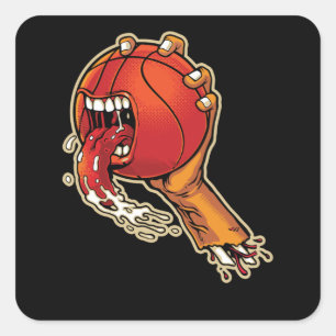 Scary Basketball Fyrkantigt Klistermärke