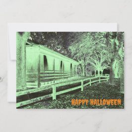 Scary Black and Grönt Cabin Skogen Halloween fest Inbjudningar