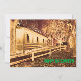 Scary Black and Orange Cabin Skogen Halloween fest Inbjudningar