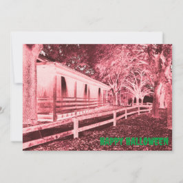 Scary Black and Red Cabin Skogen Halloween fest Inbjudningar