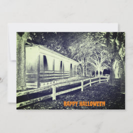 Scary Black and White Cabin Skogen Halloween fest Inbjudningar