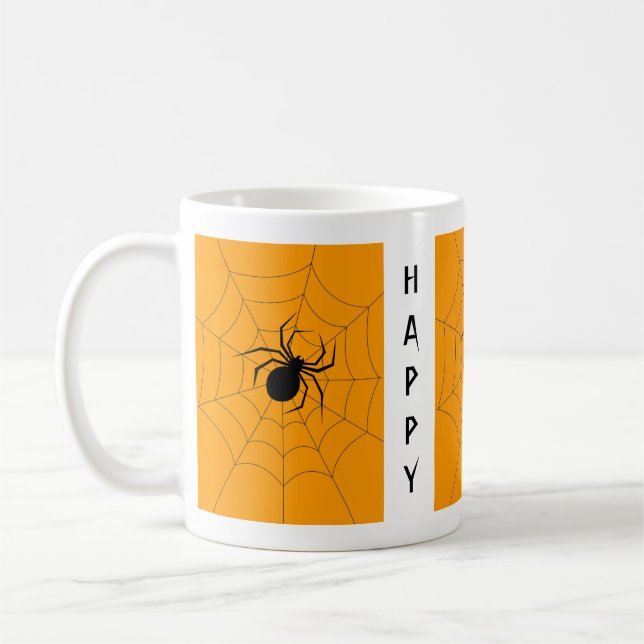 Scary Black Widow Spider Happy halloween Kaffemugg (Vänster)