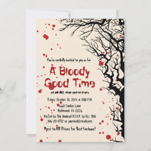 Scary Blood Splatter Creepy Halloween Inbjudningar