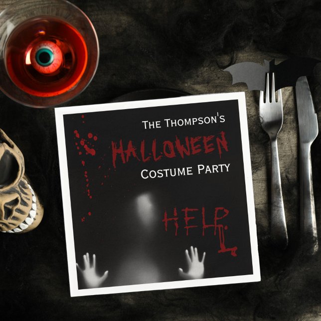 Scary Bloody Halloween Costume Party Black Pappersservett (Skapare uppladdad)