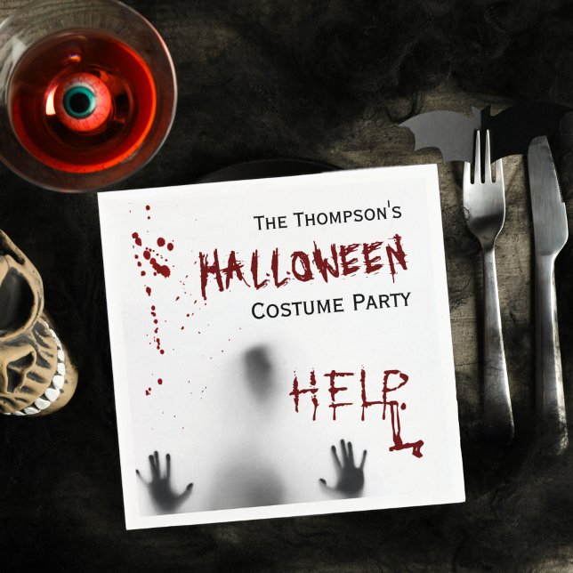 Scary Bloody Halloween Costume Party White Napkin Pappersservett (Skapare uppladdad)