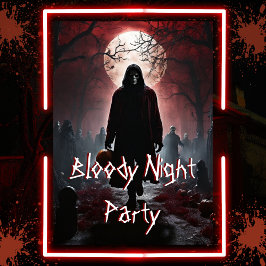 Scary Bloody Night Vuxen Halloween fest Inbjudningar