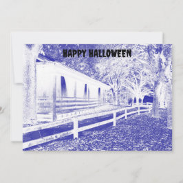 Scary Blue Cabin Skogen Halloween fest Inbjudningar