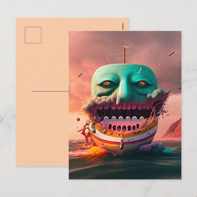 Scary boat helg vykort (Fram/baksida)